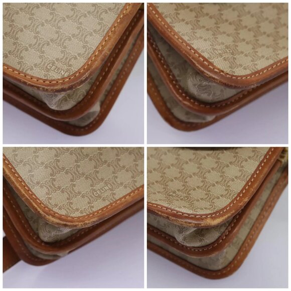 CELINE Macadam Canvas Shoulder Bag Beige Gold Auth - Picture 14 of 16